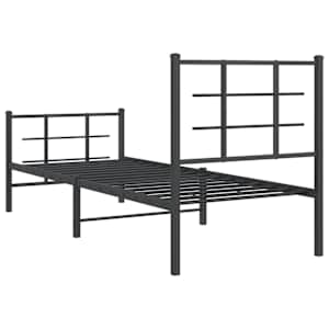 Kovový rám postele s hlavovým a nožním čelem černý 75 x 190 cm - obrázek 7