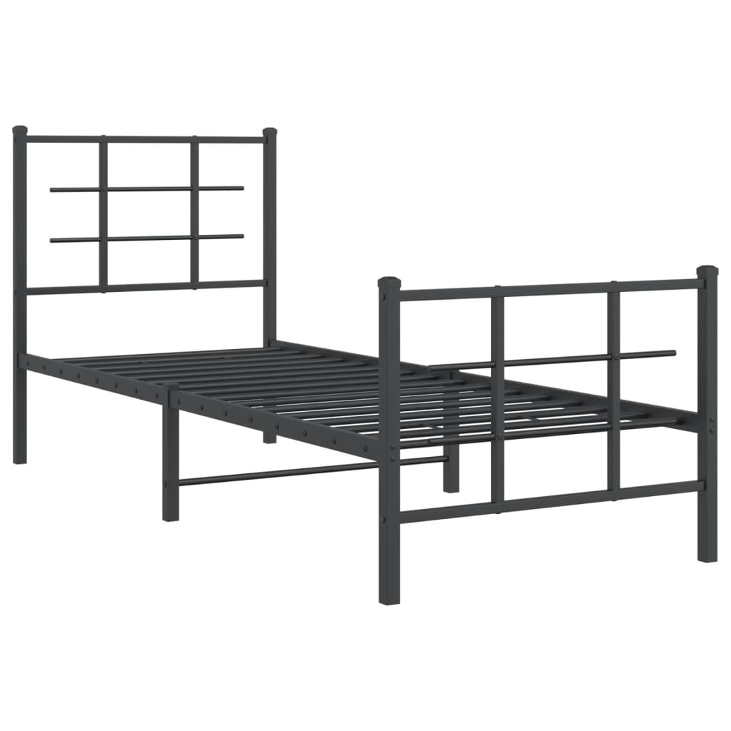 Thumbnail - vidaXL Bettgestell mit Kopf- und Fußteil Metall Schwarz 80x200 cm