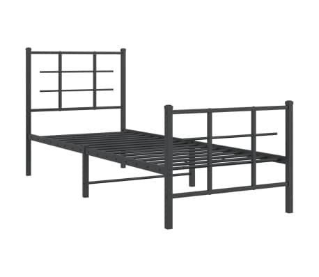 vidaXL Cadru pat metalic cu tăblii de cap/picioare, negru, 80x200 cm