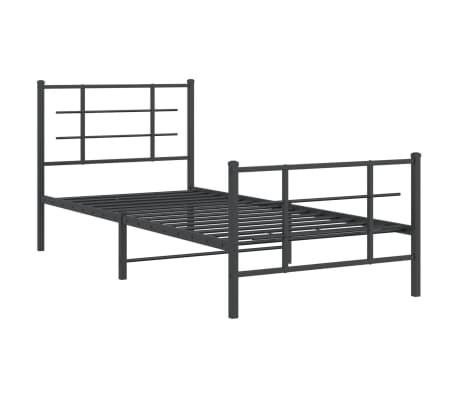 vidaXL Kovov&yacute; r&aacute;m postele s hlavov&yacute;m a nožn&iacute;m čelem čern&yacute; 90 x 190 cm