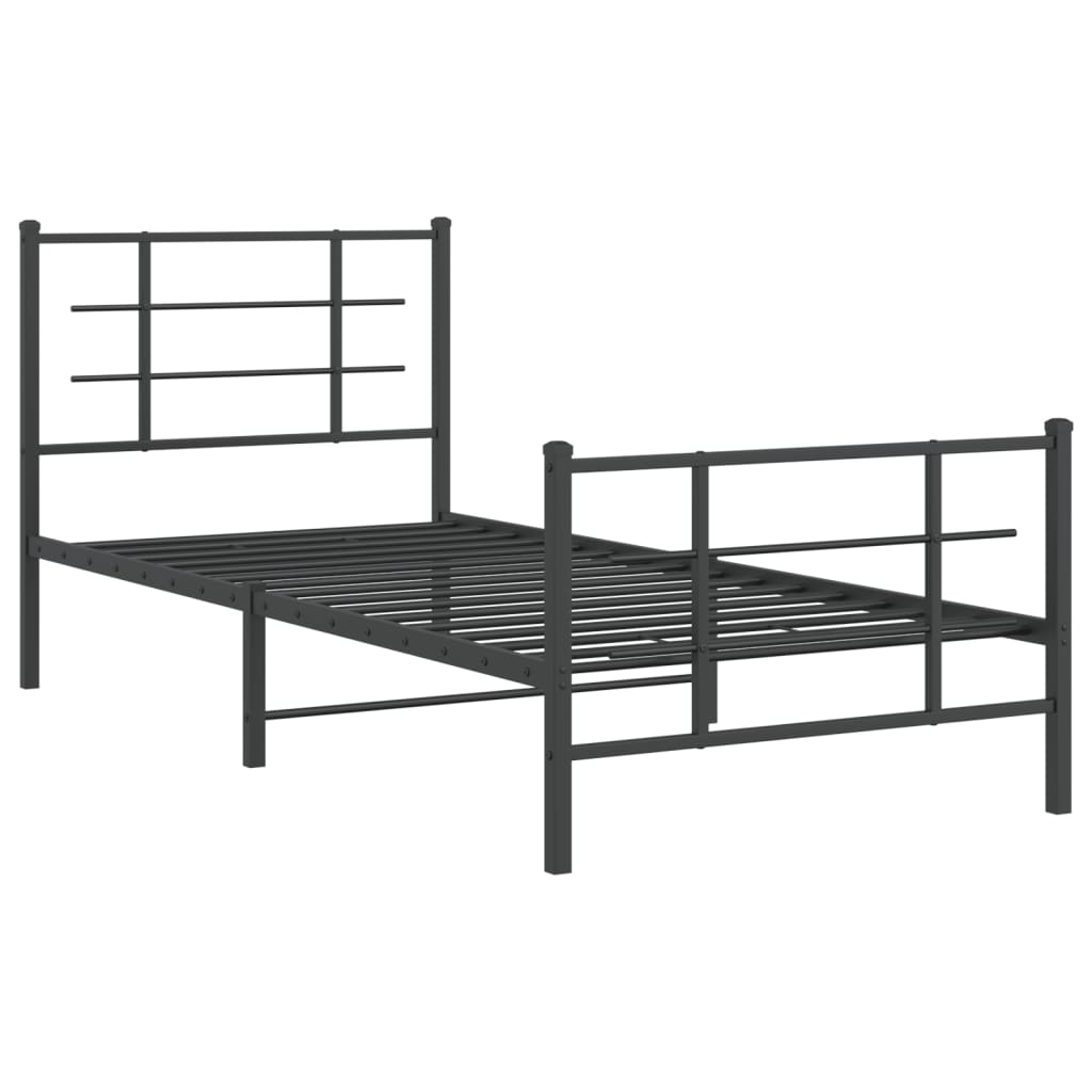 Thumbnail - vidaXL Bettgestell mit Kopf- und Fußteil Metall Schwarz 90x200 cm