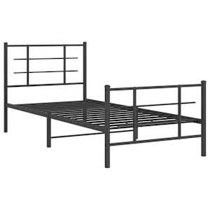 Kovový rám postele s hlavovým a nožním čelem černý 90 x 200 cm - obrázek 3