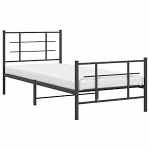 Kovový rám postele s hlavovým a nožním čelem černý 90 x 200 cm - obrázek 4
