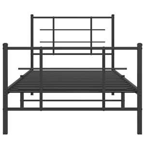 Kovový rám postele s hlavovým a nožním čelem černý 90 x 200 cm - obrázek 5