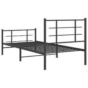 Kovový rám postele s hlavovým a nožním čelem černý 90 x 200 cm - obrázek 7