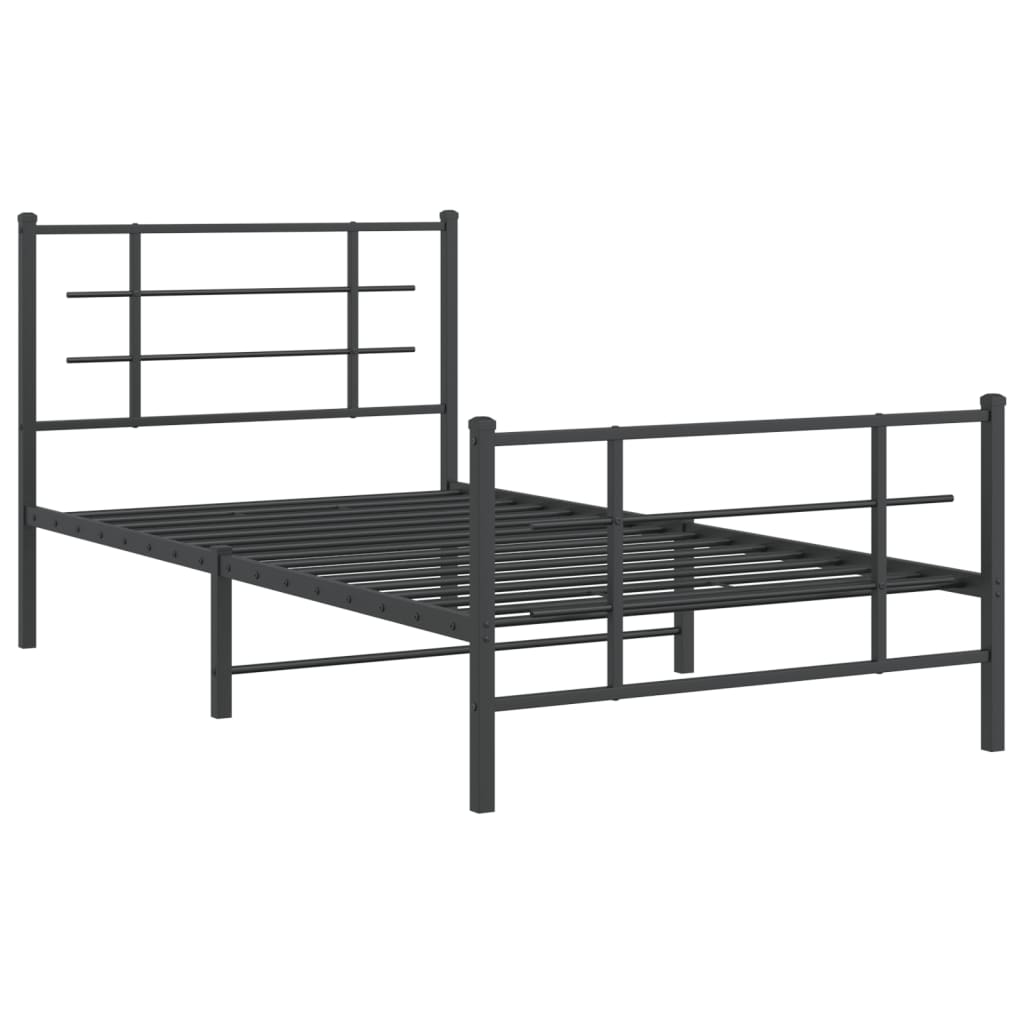 vidaXL Bedframe met hoofd- en voeteneinde metaal zwart 100x190 cm afbeelding