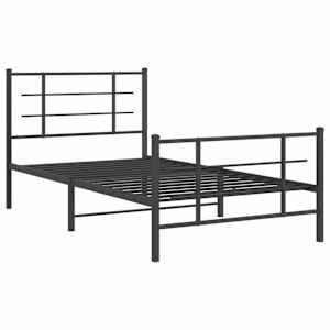 Kovový rám postele s hlavovým a nožním čelem černý 100 x 200 cm - obrázek 3