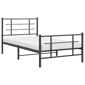 Kovový rám postele s hlavovým a nožním čelem černý 100 x 200 cm - obrázek 4