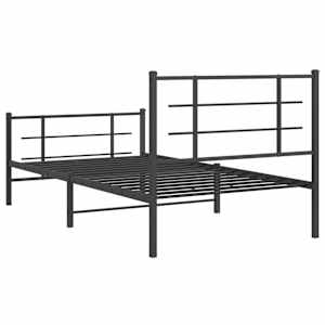 Kovový rám postele s hlavovým a nožním čelem černý 100 x 200 cm - obrázek 7