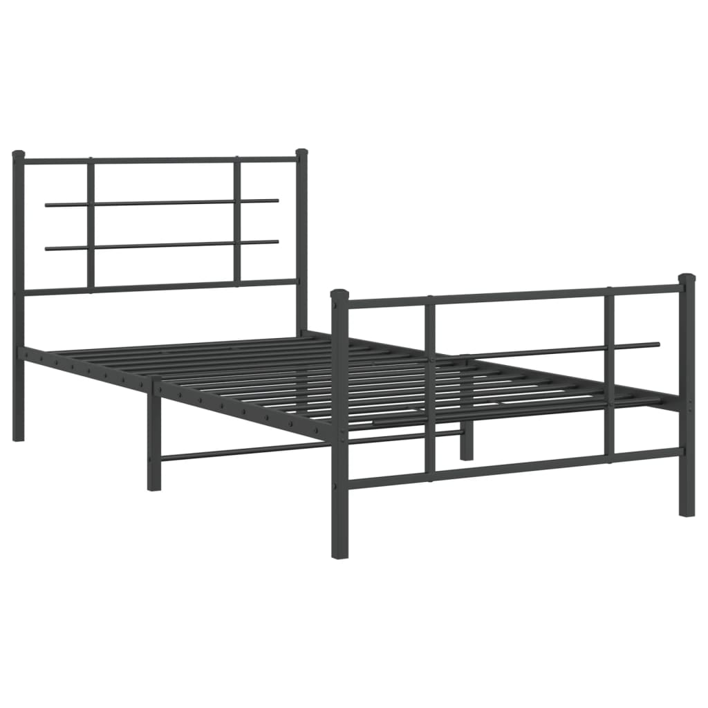 vidaXL Bedframe met hoofd- en voeteneinde metaal zwart 107x203 cm afbeelding
