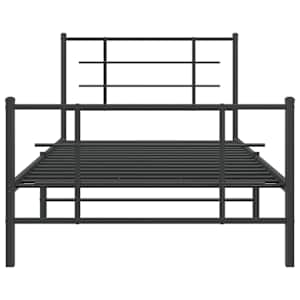 Kovový rám postele s hlavovým a nožním čelem černý 107 x 203 cm - obrázek 5