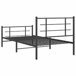 Kovový rám postele s hlavovým a nožním čelem černý 107 x 203 cm - obrázek 7