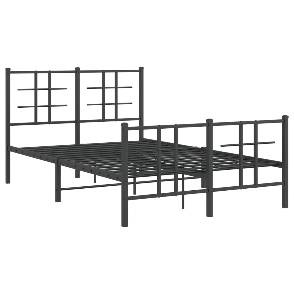 vidaXL Bedframe met hoofd- en voeteneinde metaal zwart 120x200 cm afbeelding