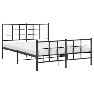Kovový rám postele s hlavovým a nožním čelem černý 135 x 190 cm - obrázek 4