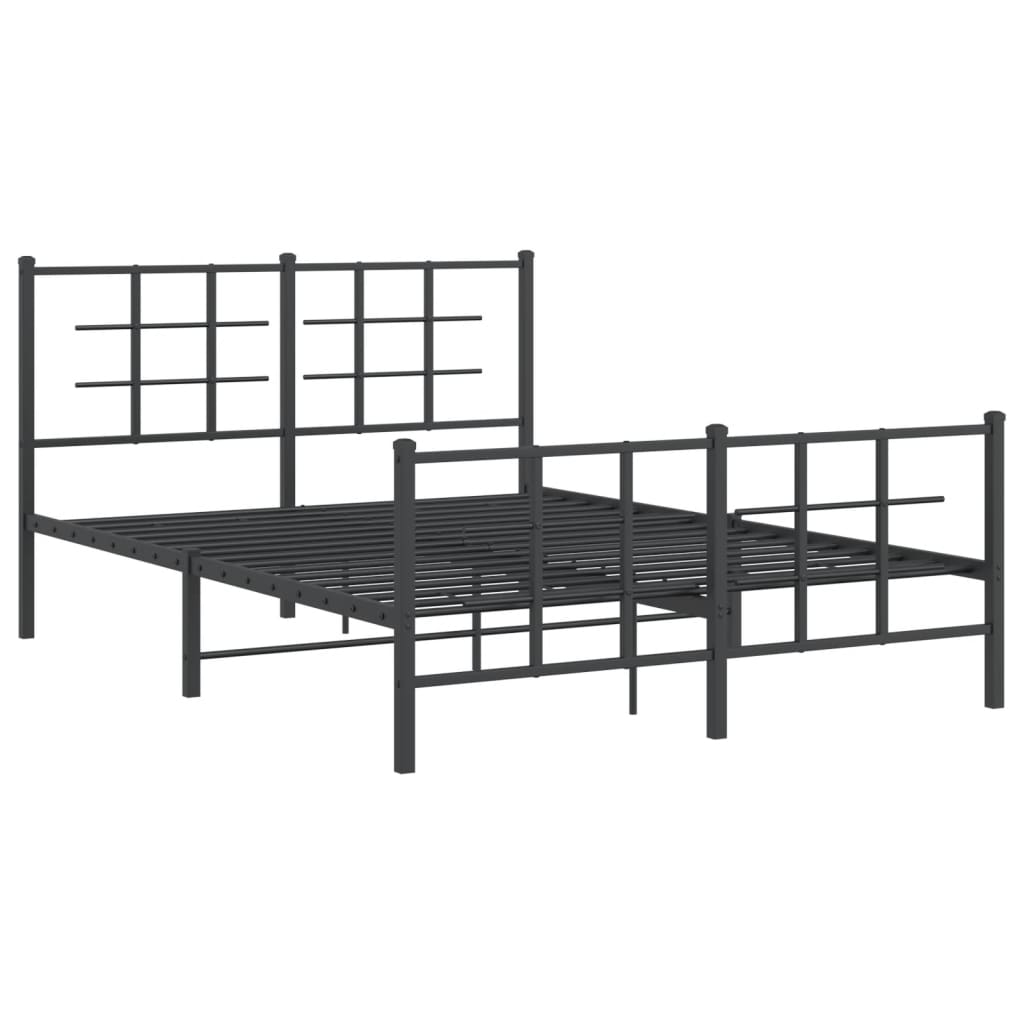 vidaXL Bedframe met hoofd- en voeteneinde metaal zwart 140x200 cm afbeelding