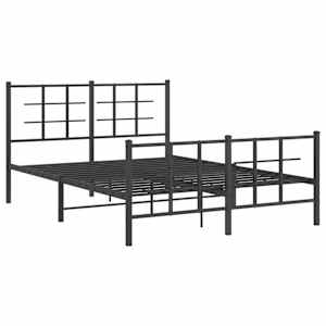 vidaXL Metal Bed Frame without Mattress with Footboard Black 140x200cm