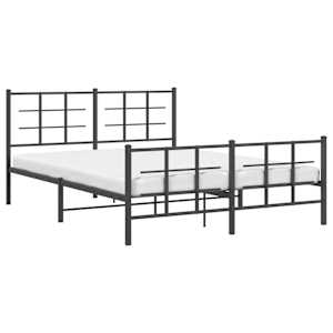 Kovový rám postele s hlavovým a nožním čelem černý 150 x 200 cm - obrázek 3