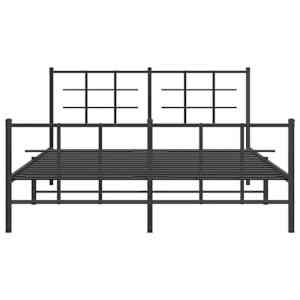 Kovový rám postele s hlavovým a nožním čelem černý 150 x 200 cm - obrázek 4