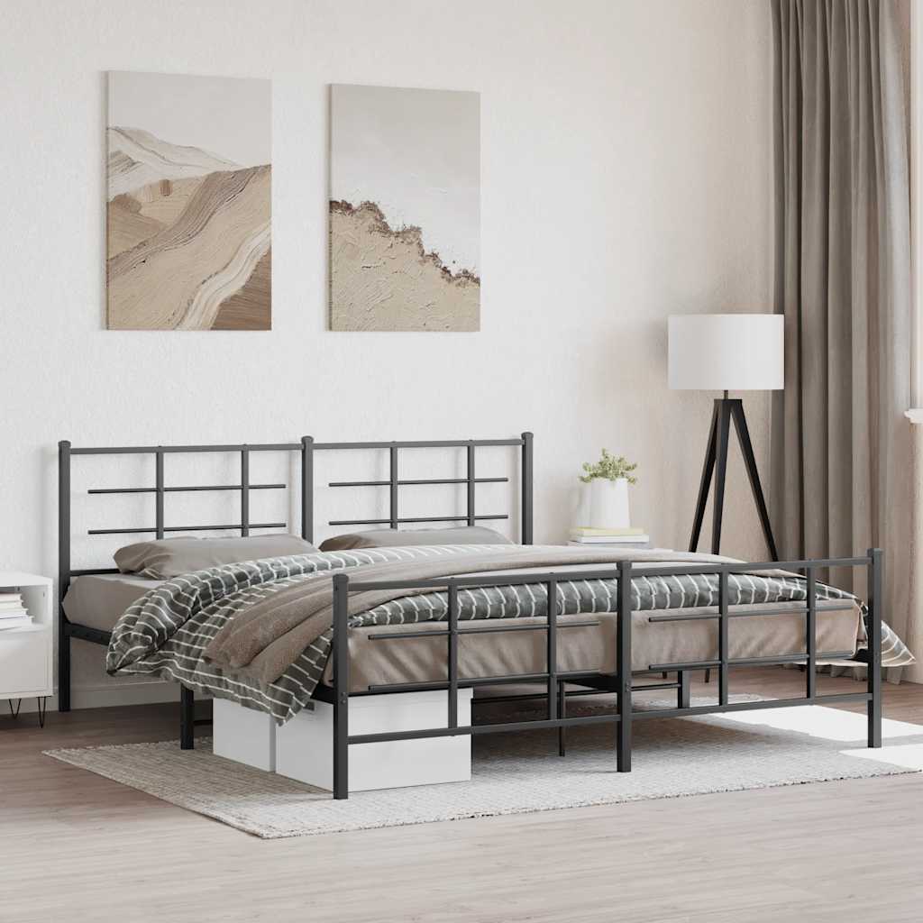 vidaXL Sengeramme i metall uten madrass med fotgavl svart 180x200 cm