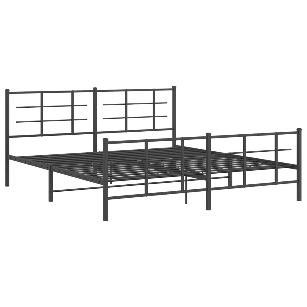 vidaXL Bedframe met hoofd- en voeteneinde metaal zwart 183x213 cm afbeelding
