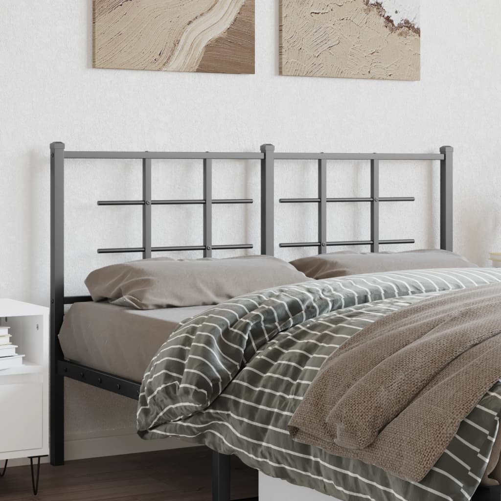 vidaXL Tăblie de pat metalică, negru, 140 cm