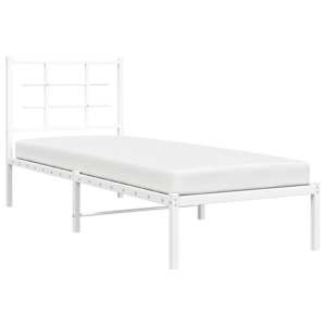 Kovový rám postele bez matrace s čelem bílý 75 x 190 cm - obrázek 4