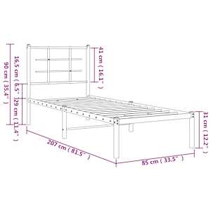 Kovový rám postele s čelem bílý 80 x 200 cm - obrázek 10