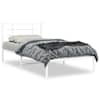 vidaXL metallist voodiraam peatsiga, valge, 107x203 cm