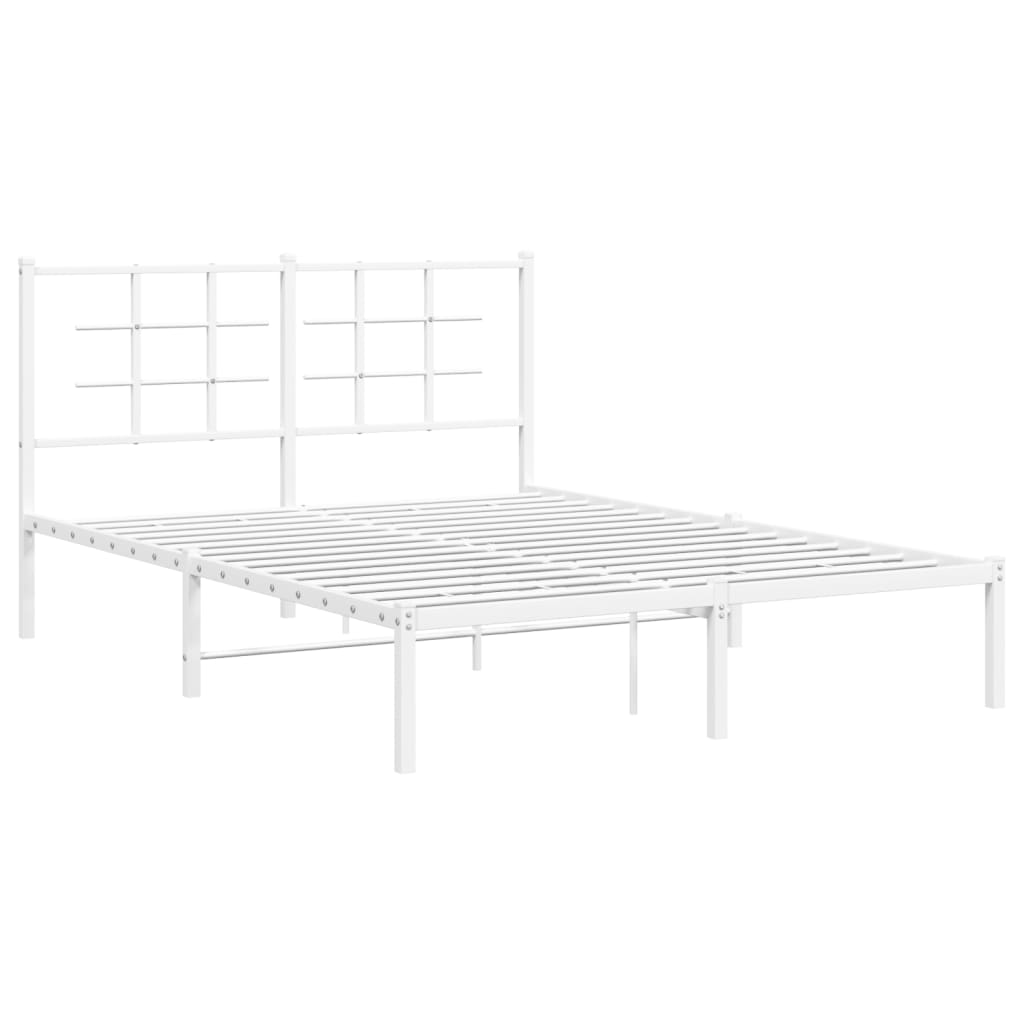 vidaXL Bedframe met hoofdbord metaal wit 140x200 cm afbeelding