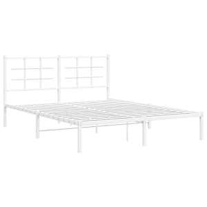 Kovový rám postele s čelem bílý 150 x 200 cm - obrázek 3