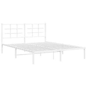 Kovový rám postele s čelem bílý 160 x 200 cm - obrázek 3