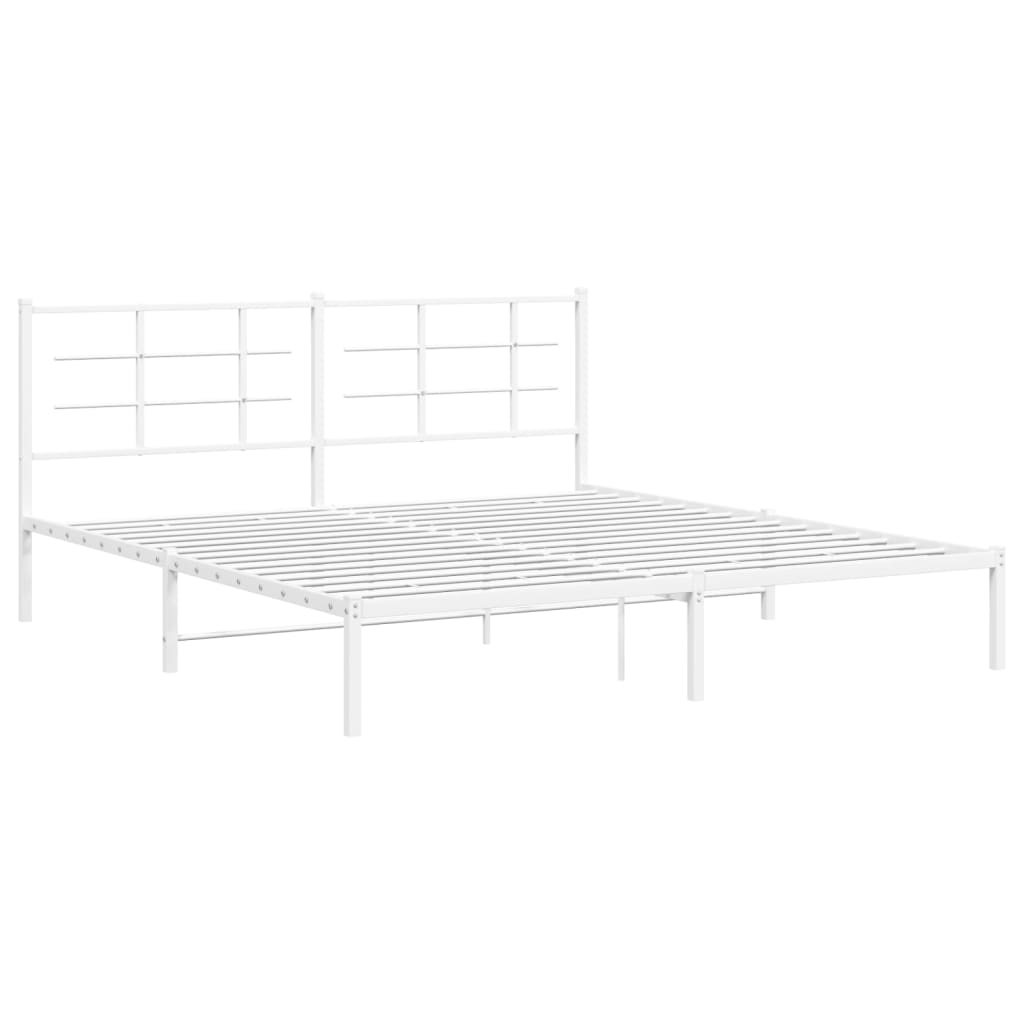 vidaXL Bedframe met hoofdbord metaal wit 183x213 cm afbeelding