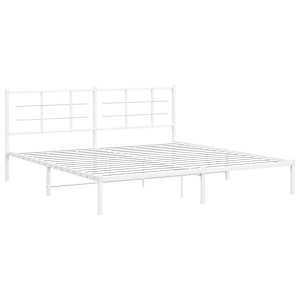 Kovový rám postele s čelem bílý 200 x 200 cm - obrázek 3