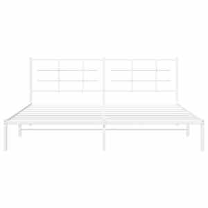 Kovový rám postele s čelem bílý 200 x 200 cm - obrázek 5