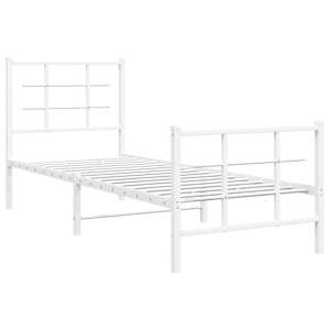 Kovový rám postele s hlavovým a nožním čelem bílý 75 x 190 cm - obrázek 3