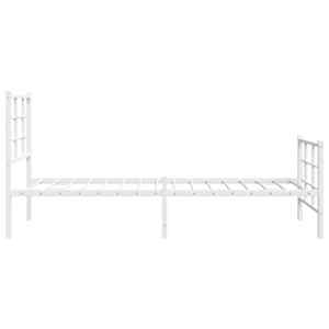 Kovový rám postele s hlavovým a nožním čelem bílý 75 x 190 cm - obrázek 6