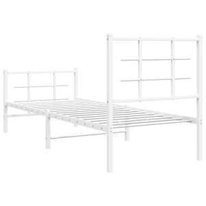 Kovový rám postele s hlavovým a nožním čelem bílý 75 x 190 cm - obrázek 7
