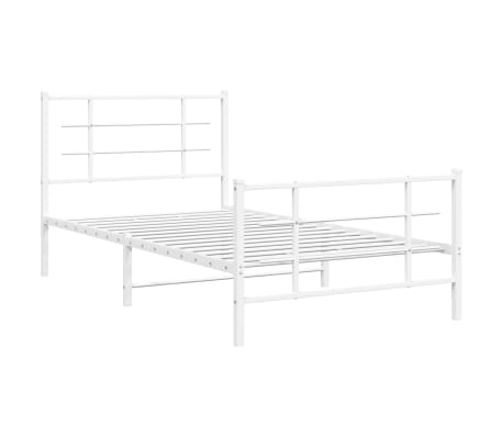 vidaXL Bettgestell mit Kopf- und Fußteil Metall Weiß 100x190 cm