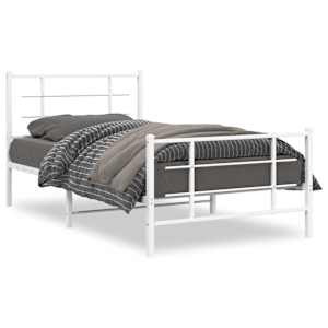 Kovový rám postele s hlavovým a nožním čelem bílý 100 x 200 cm - obrázek 2