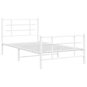 Kovový rám postele s hlavovým a nožním čelem bílý 100 x 200 cm - obrázek 3