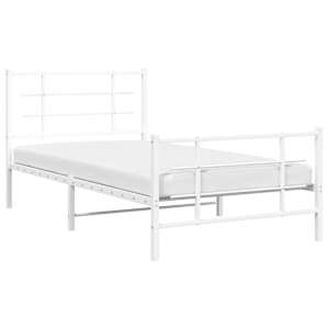 Kovový rám postele s hlavovým a nožním čelem bílý 100 x 200 cm - obrázek 4