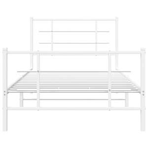 Kovový rám postele s hlavovým a nožním čelem bílý 100 x 200 cm - obrázek 5