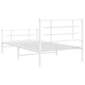 Kovový rám postele s hlavovým a nožním čelem bílý 100 x 200 cm - obrázek 7