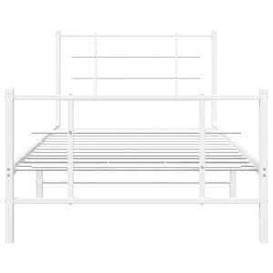 Kovový rám postele s hlavovým a nožním čelem bílý 107 x 203 cm - obrázek 5