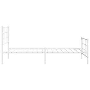 Kovový rám postele s hlavovým a nožním čelem bílý 107 x 203 cm - obrázek 6