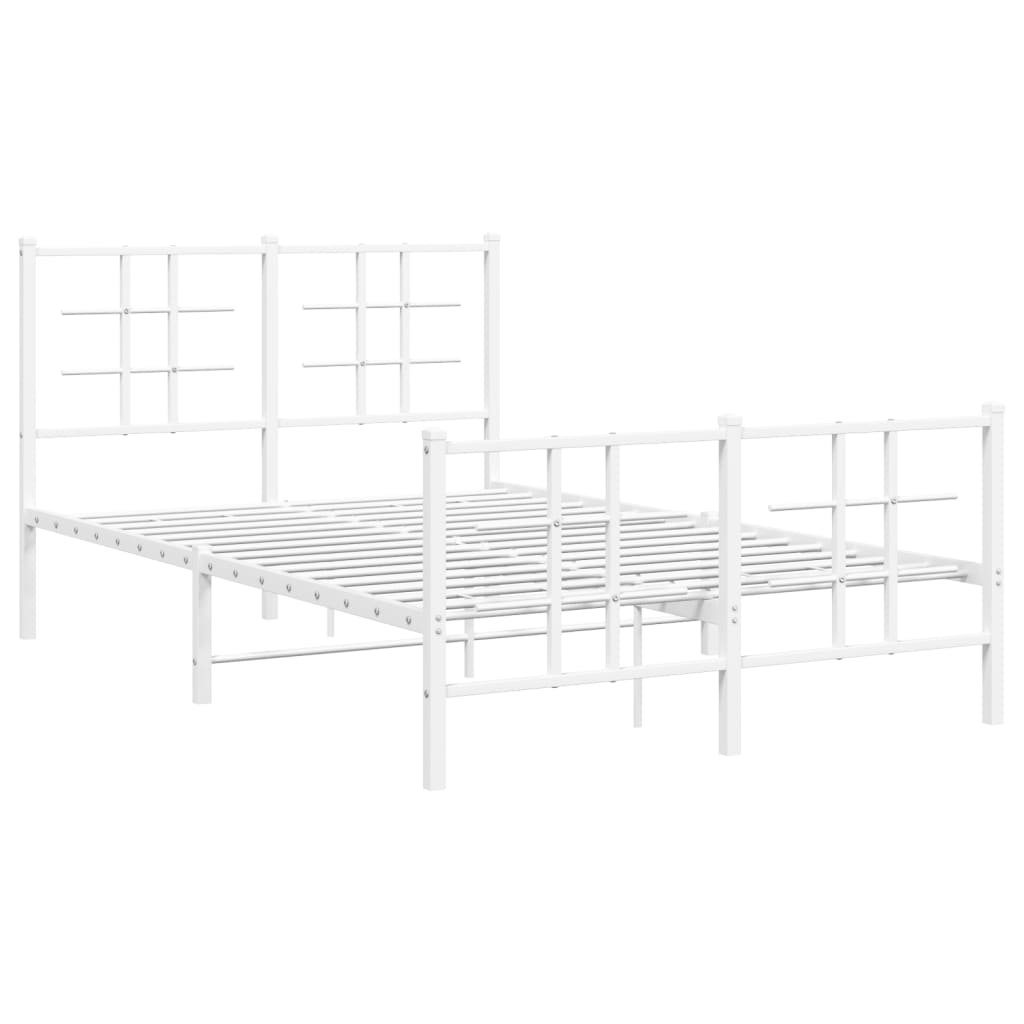 vidaXL Bedframe met hoofd- en voeteneinde metaal wit 120x200 cm afbeelding
