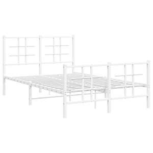 Kovový rám postele s hlavovým a nožním čelem bílý 120 x 200 cm - obrázek 3
