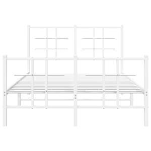 Kovový rám postele s hlavovým a nožním čelem bílý 120 x 200 cm - obrázek 5