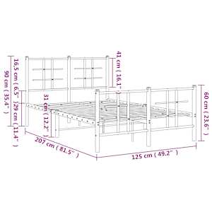 Kovový rám postele s hlavovým a nožním čelem bílý 120 x 200 cm - obrázek 10
