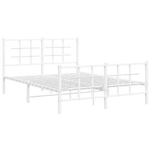 Kovový rám postele s hlavovým a nožním čelem bílý 135 x 190 cm - obrázek 3